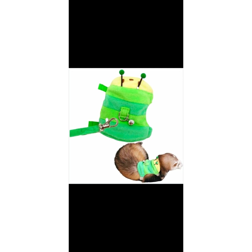 Angora Ferret Harnesses Plush Harness w/ Leash, Green, Size F
